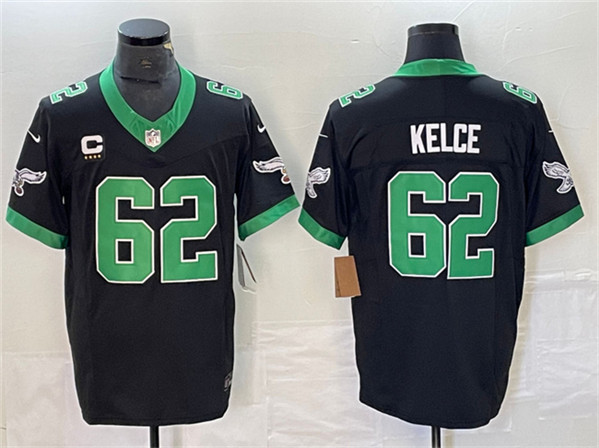 Men's Philadelphia Eagles #62 Jason Kelce Black 2023 F.U.S.E. With 4-Star C Patch Vapor Untouchable Limited Stitched Football Jersey